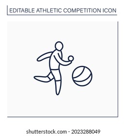 Handball line icon. Game played by two teams. Ball, Olympic game. Player use hands to bat ball. Athletic competition concept. Isolated vector illustration. Editable stroke
