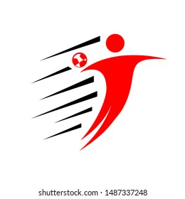 Handball logo team. Abstract silhouette of player Handball vector sign logo badge