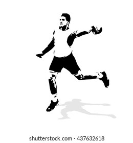 Handball player abstract vector illustration. Team sport, isolated silhouette of shooting young man