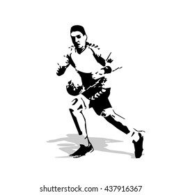 Handball player abstract vector illustration. Team sport, running man