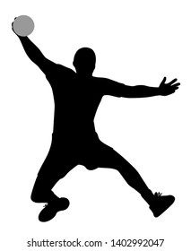 Handball player action silhouette illustration