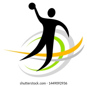 Handball player in action vector illustration