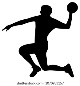 Handball player with the ball in attack. Vector illustration