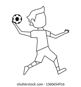 handball player with ball avatar in black and white