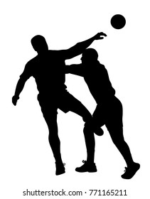 Handball player blocking opponent player 