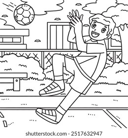 Handball Player Catching the Ball Coloring Page 