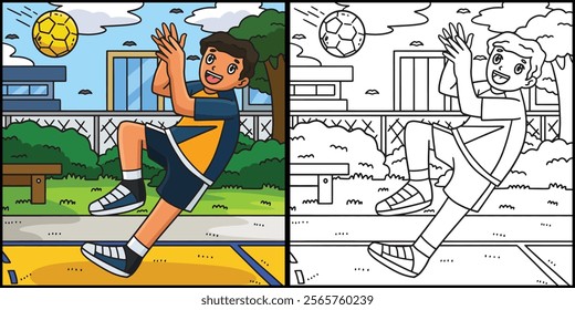 Handball Player Catching the Ball Illustration