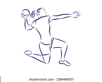 Handball player contour vector illustration