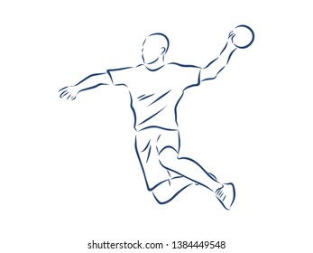 Handball player contour vector illustration