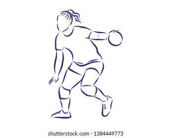 Handball player contour vector illustration