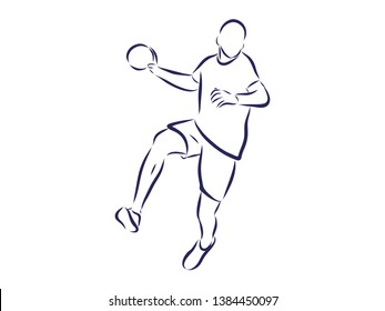 Handball player contour vector illustration