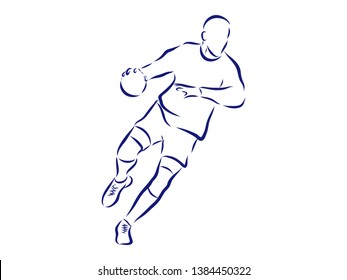 Handball player contour vector illustration