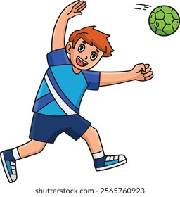 Handball Player Defense Position Cartoon Clipart