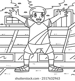 Handball Player in Defense Position Coloring Page