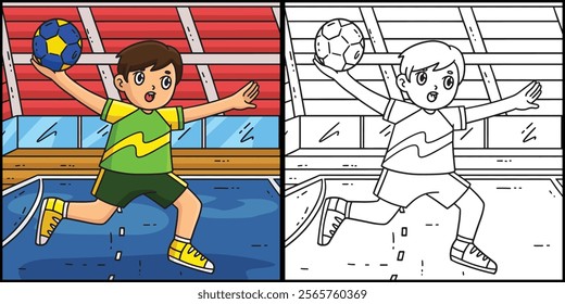 Handball Player doing a Jump Shot Illustration