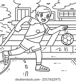 Handball Player Dribbling the Ball Coloring Page