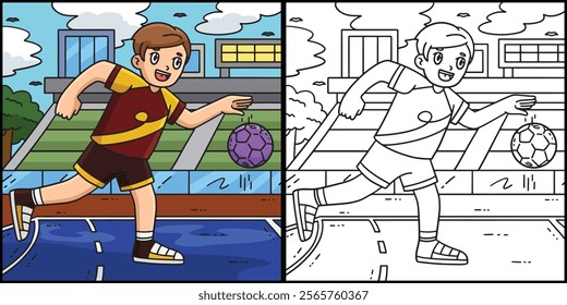 Handball Player Dribbling the Ball Illustration