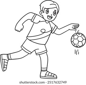 Handball Player Dribbling Ball Isolated Coloring