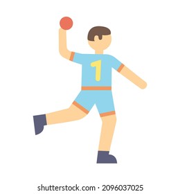 Handball player flat icon. Clipart cartoon illustration. Vector sign for mobile app and web sites. 