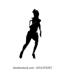 Handball player, isolated vector silhouette, ink drawing