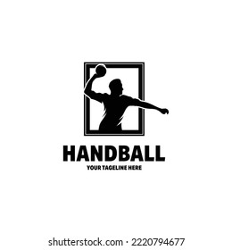 Handball player logo design template