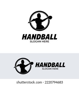 Handball player logo design template