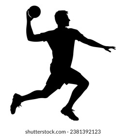 Silueta de hombre jugador de balonmano. ilustración vectorial