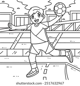 Handball Player Ready to Pass the Ball Coloring 