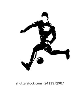 Reproductor de balonmano en ejecución, silueta vectorial aislada, dibujo de tinta