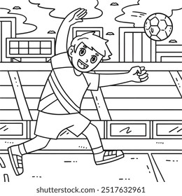 Handball Player Shooting the Ball Coloring Page 