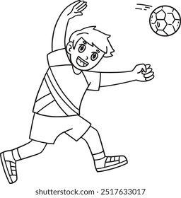 Handball Player Shooting Ball Isolated Coloring 