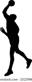 Handball player silhouette. Men playing hand ball full body illustration.