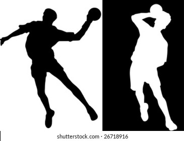 handball player silhouette on black and white background