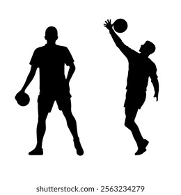 Handball player silhouette vector illustration design on white background.