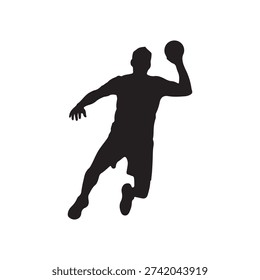 Handball player silhouette vector illustration design on white background.