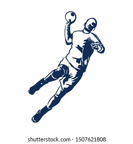 Handball player sketch, contour vector illustration 