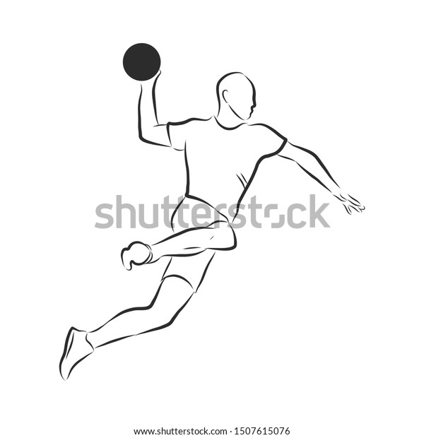 Handball Player Sketch Contour Vector Illustration Stock Vector ...