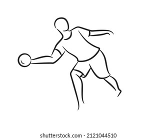 handball player sketch line illustration