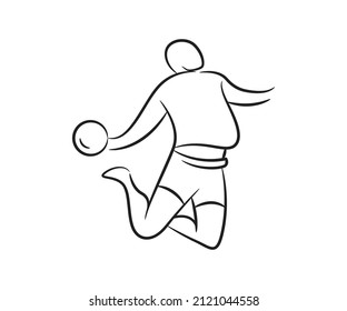 handball player sketch line illustration