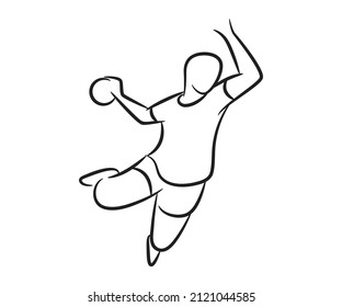 handball player sketch line illustration