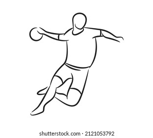 handball player sketch line illustration