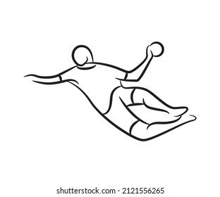 handball player sketch line illustration