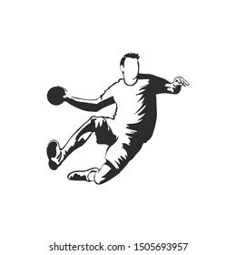Handball player sketch, vector illustration 