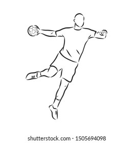 Handball player sketch, vector illustration 