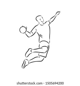 Handball player sketch, vector illustration 