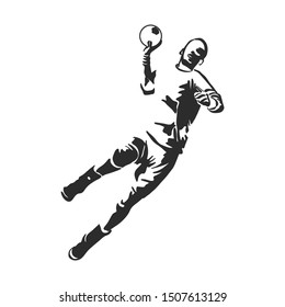 Handball player sketch, vector illustration 