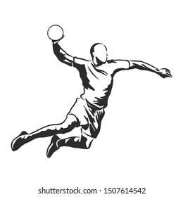 Handball player sketch ,  vector illustration 