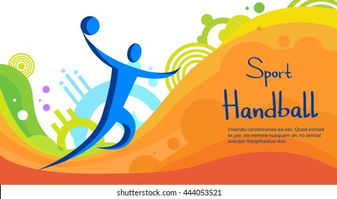 Handball Player Sport Game Competition Flat Vector Illustration