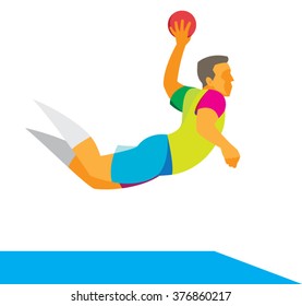 handball player successfully to attack