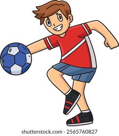 Handball Player Taking Aim Cartoon Colored Clipart